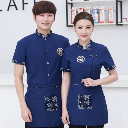 Summer uniforms Western Restaurant Waiter Work Wear Short Sleeved Overalls Female Hotel Restaurant Work Clothes