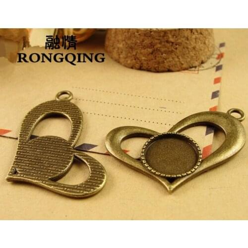 RONGQING 40pcs/lot Love Retro Tray DIY Accessories Wholesale Craft 14MM