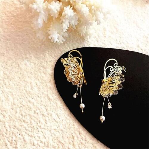 Fashion Hyperbole Forest Super Fairy Long Butterfly Earrings Upscale Elegant Personality Temperament Earrings Women Jewelry Gift