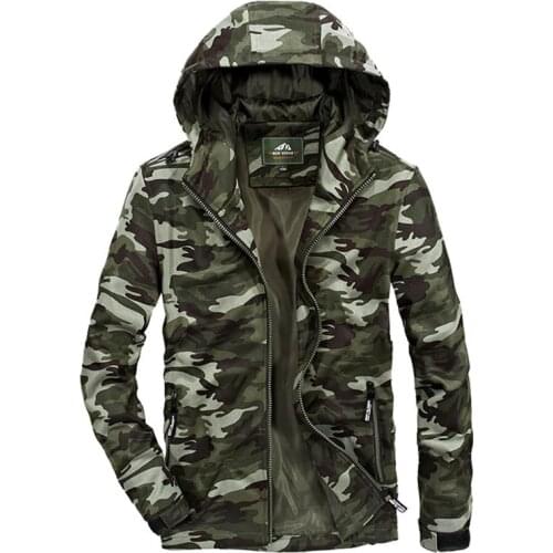 Brand Jacket Men Military Jacket Coat Male Outerwear Camouflage Hooded Collar Loose Men Windbreaker Chaqueta Hombre M-3XL