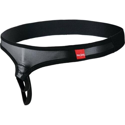 Lingerie Gay Thong And G Strings Men Crotchless Sexy Underwear Jockstrap Faux Leather Sissy Panties Tangas Hombre T-back Thongs