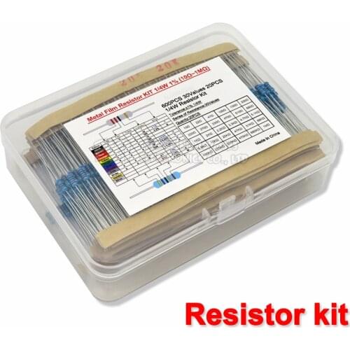 600PCS 30Values* 20PCS 1% 1/4 W resistor pack set diy Metal Film Resistor kit use colored ring resistance (10 ohms~1 M ohm)