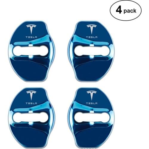 4Pcs/Set 2020 Car Door Lock Cover Door Latch Lock Cover Interior Accessories Stainless Steel Cover for Tesla Model 3 2016-2020