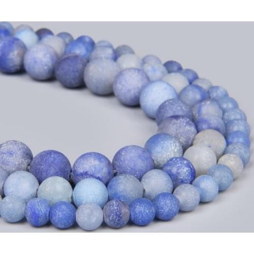 Natural Blue Matte Aventurine Jades Loose Spacer Stone Beads For Women Men Diy Jewelry Making Bracelet Necklace Earring Handmade