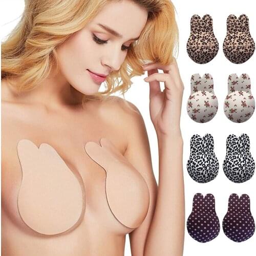 Sexy Women Invisible Bra Intimates Accessories Nipple Cover Stickers Strapless 1 Pair Rabbit Shape Breast Push Up Bras For Women