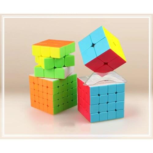 Qiyi 2x2 3x3x3 4x4x4 5x5 magic cube Positive Order Combination Suit Magic Cube Set Include for Brain Training - Colorful