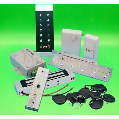 DIY Complete 125khz Rfid Door Lock control system 350lbs 180kg Electric Magnetic Lock+ZL Bracket+Power supply+exit button