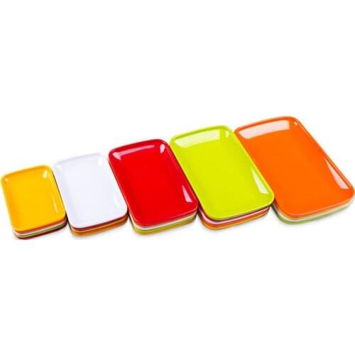 7.5/8.5/9.5 Inch Colorful Melamine Plate Dish Rectangle For Snack Fruit Vegetable Hot Pot Shop Buffet BBQ Kitchen Tableware