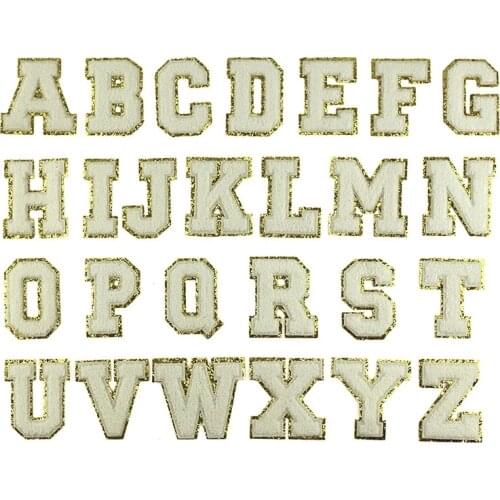 Colorful Chenille Letters Patches Towel Embroidery white Colors Letter Sewing Sticker I Love You Clothing DIY Accessory