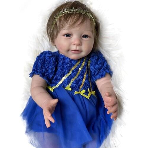 50cm Reborn Baby Girl with Dress Realistic Sweet Baby Soft Touch Cloth Body Lifelike Reborn Dolls Toys for Girl