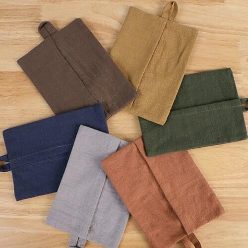 Tissue Box Cover Cloth Hang Ramie Cotton Soft Comfortable Fabric Durable Napkin holder For Home Office Car Kitchen Accessories