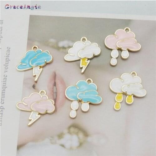 6pcs clouds and rain charmscrafting earring pendant necklace bracelet charms Lingting Weather Jewelry DIY Funny Brooch Keychain