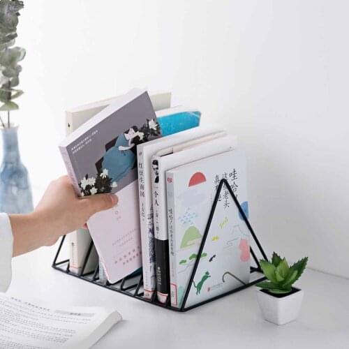 Iron Triangle Desktop Newspaper Rack Home Office Documents Books Organizer Metal European Style Multiple Compartments Bookshelf