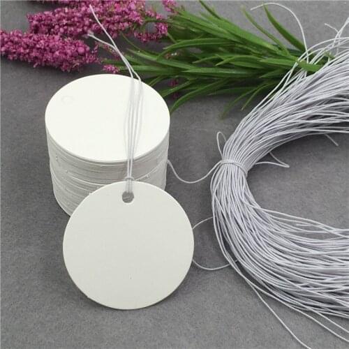 200Pcs White Kraft Paper Tags Round Garment Wedding Party Decoration Ornaments Price Hang Tag Embellishment Paper Card+Strings