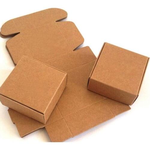 50pcs Natural Kraft paper gift packaging box Small craft box folding brown handmade soap Box Large Cardboard Box