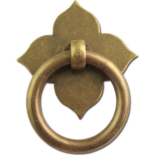 Chinese ancient Antique 100% brass Leaf shape handles Kitchen Cabinet Drawer Furniture With Screw Furniture Hardware