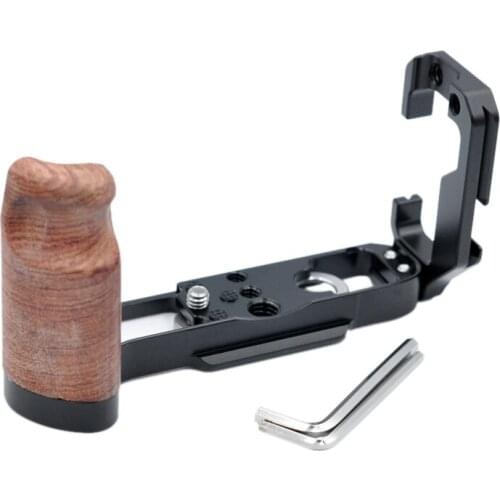 Quick Release Shaped Plate Holder with Wooden Hand Grip Protective Handle Bracket QR Board for Fuji X-A7 Camera