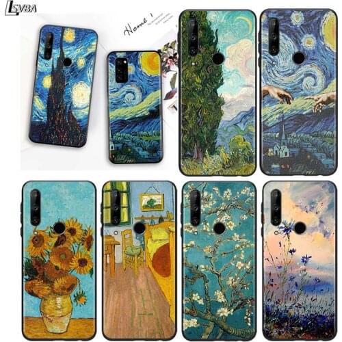 Van Gogh Oil Art for Huawei P10 P20 Pro P30 P40 Y5 Y6 Y7 Y9 2019 Nova 7i 5T 5i 5 4e 4 3i 3e 3 Bright Black Phone Case