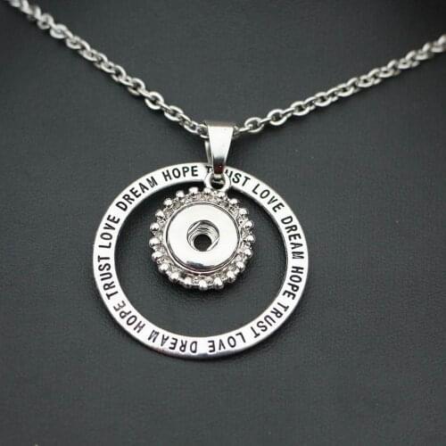 Diy snap Diy button Necklace jewelry Big Round letters 12mm Metal snap Pendant Necklace DIY Accessories With 50cm Steel Chain