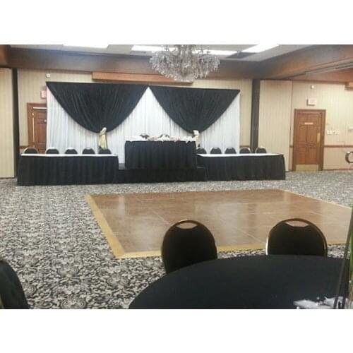 Elegant White Backdrop Curtain With Black Swag 10ftx20ft stage decoration banquet party stage curtain Event Decor