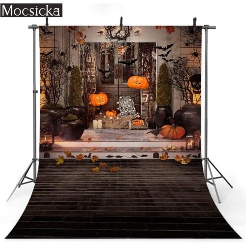 Halloween Photography Backdrop Pumpkin Lantern Spider Web Bat Background Skull Terror Adult Children Portrait Photo Studio Photo