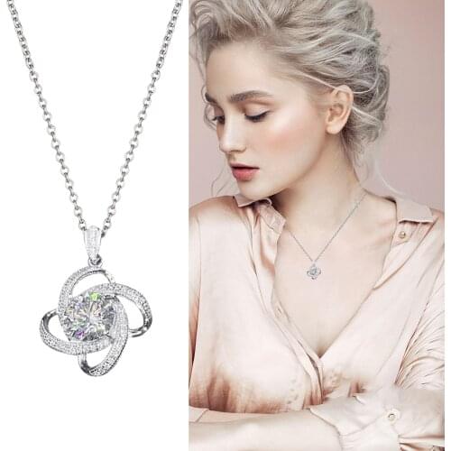 Hot Sale Rose Silver Color Pave Circle Heart Necklace Crystal Necklaces Golden Key Women Fashion Pendant Necklace Jewelry Gift