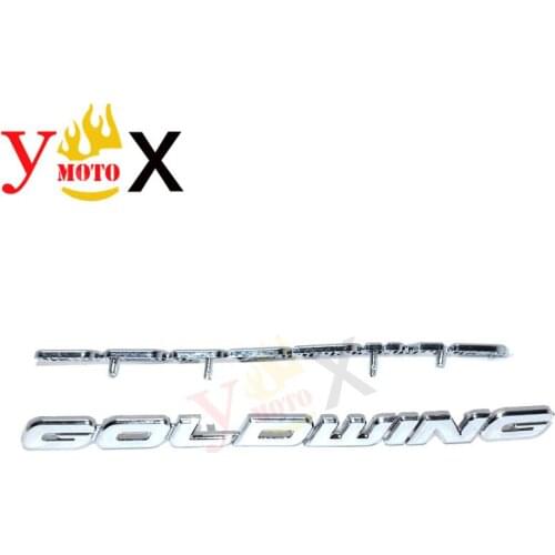 Chrome ABS Front Shock Absorber Logo Decal Emblem English Goldwing Symbol Sign For Honda GL1800 Gold Wing 2001-2011 2002 2003