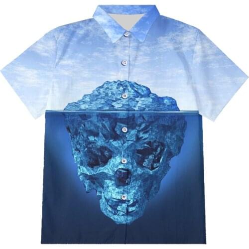 IFPD EU/US Size Skull Island 3D Button Shirts Mens 3D Printed Skull Shirt Unisex Clothes Summer Hip Hop Streetwear Plus Size