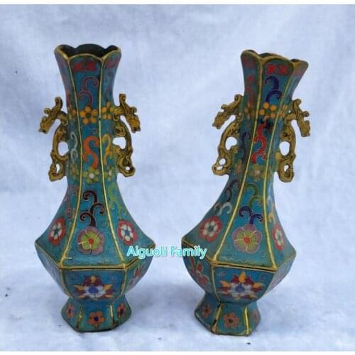 Art Collectible Chinese Old Cloisonne Bronze Carved Vase /Home Decoration Flower Vase Model Craft