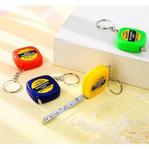 Creative Retractable Ruler Tape Children Height Measure Key Chain Mini Pocket Pull Metric 1m Keyring Keychain Color Random