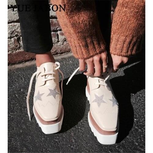 Hot Platform Wedges Real Leather Women Casual Shoes Sexy Super Star Square Toe Lace Up Gladiator zapatos de mujer Heel Sneakers
