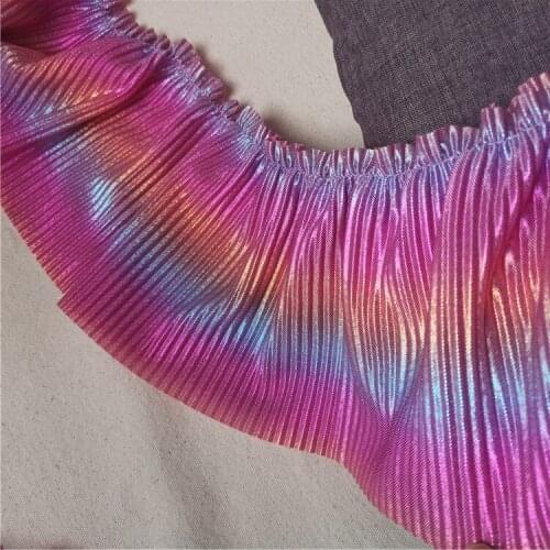 14cm wide 1meter/lot polyester magic color rose red color gradient ruffles fabric lace trim diy skirt clothing accessory X679