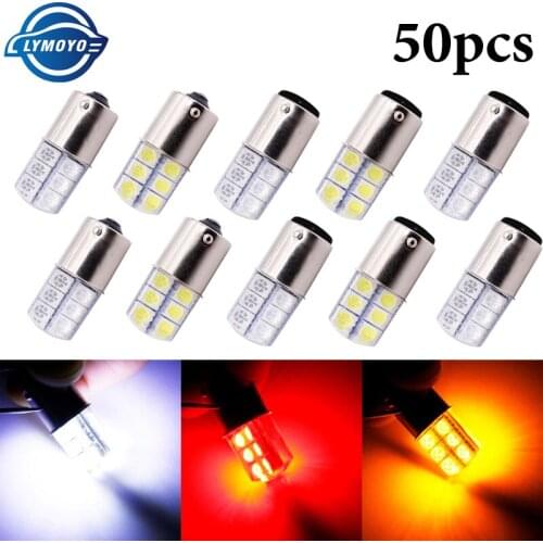 50x S25 1156 BA15S p21w 1157LED White Lights 5050 12SMD Silica gel DC12V Car Rear Tail Parking Light brake Lamp turn Signal Bulb
