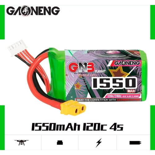 GaoNeng GNB 4S 1550mAh 14.8V 120C Lipo Battery With XT60 Plug For FPV Racing Drone Quadcopter Racer Airplane VS Tattu