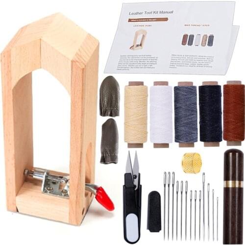 Nonvor Professional Leather Working Mini Stitching for Leather Sewing Clamp Kits with Needle and Thread Waxed for Leather Sewing