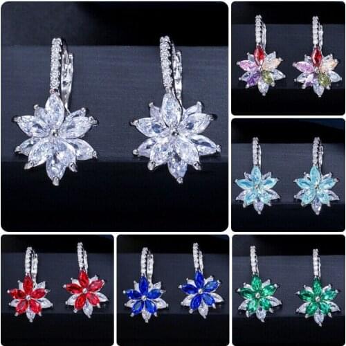 Trendy Ear Clip Earrings Cubic 6 Colors Women Elegant Jewelry A Pair/set Zircon