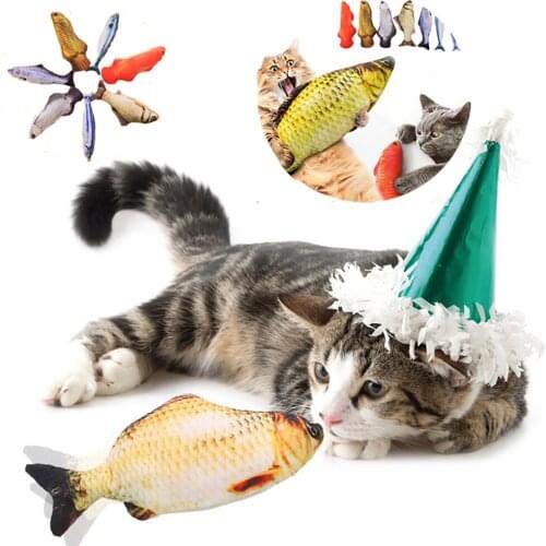 20/40 cm Pet Soft Plush 3D Fish Shape Cat Toy Interactive Gift Fish Catnip Toys Stuffed Doll Simulation Fish Playing Toy For Pet