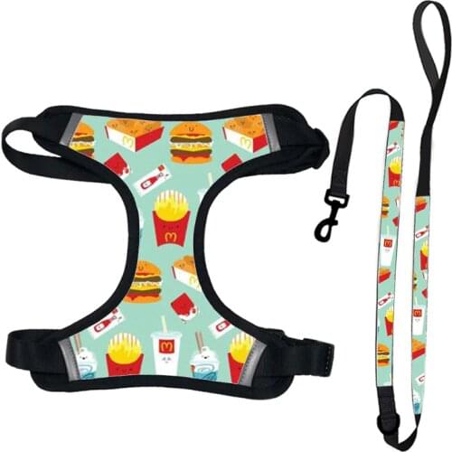 Pet Chest Strap, 2020 New Burger Pattern Dog Chest Strap Vest-style Pet Leash Small Medium-sized Dogs French Bulldog Leash Leash