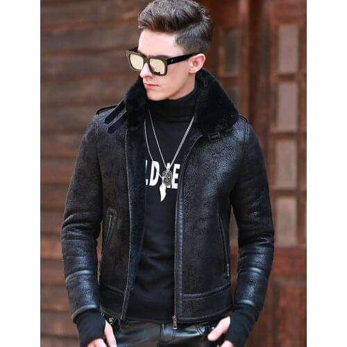 New arrival Mens Winter Fur one coat Slim thick mens leather jacket high quality Male Winter Bomber Jackets Outerwear