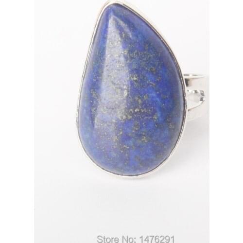 New Stylish Silver Plated Resizable Water Drop Lapis Lazuli Women Men Ring Fashion Jewelry 1PCS