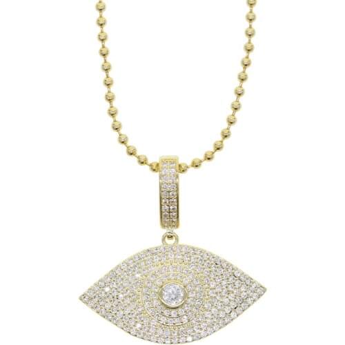 2020 New Iced Out Lucky Eye Pendant Necklace With Bead Chain Gold Silver color Zircon Eye Choker Women Hip hop Rock Jewelry