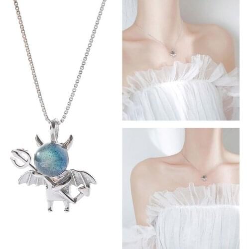 Little Devil Pendant Necklace Lovely Moonstone Evil Choker Fashion Jewerly Gift