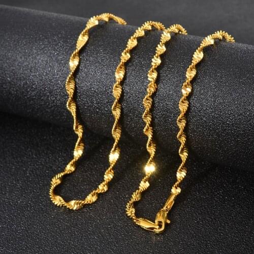 Anniyo 45cm/50cm/60cm Ethiopian Chain Necklaces for Women Gold Color Chain Fashion Africa Jewelry Wholesale #1545