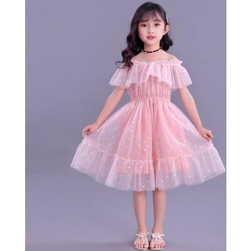 Girls Dress Summer 2021 New Veil Solid Color Children Dress 2 Year Old Baby Girl Clothes