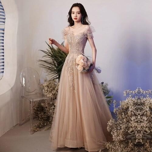 One-shoulder French Small Evening Dress Female 2021 New Choir Performance Costume Banquet Evening Dress A288