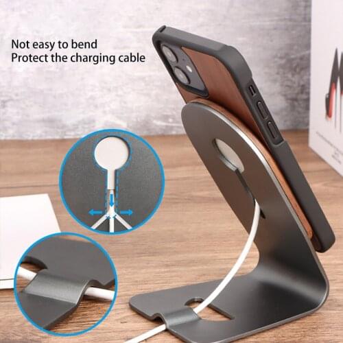 Phone Stand for Mag-Safe Charger Desk Magnetic Wireless Charging Dock Compatible Aluminum Cell Phone Cradle Base Desktop