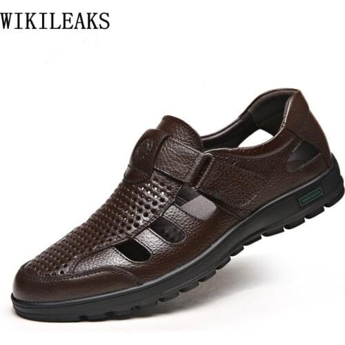 Brown Leather Casual Shoes Men Luxury Designer Shoes Black Summer Shoes Man 2021 Summer Beach Sandals for Men Outdoor Chaussures