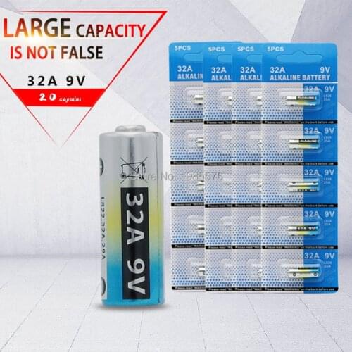 20pcs/4pack 32A 9V Primary Dry Batteries LR32 29A L822 Alkaline Battery for Car Key Remote Control Industrial Packing
