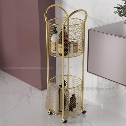 The Nordic, Wrought Iron Shelf Bedroom Creative Web Celebrity Movable Metal Bathroom Receive Ins Wheeled Trolley