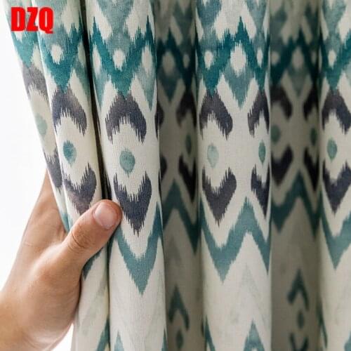 Modern Curtains for Living Room Dining Bedroom Bohemian Style Wave Printing Curtains Finished Window Curtain Living Room